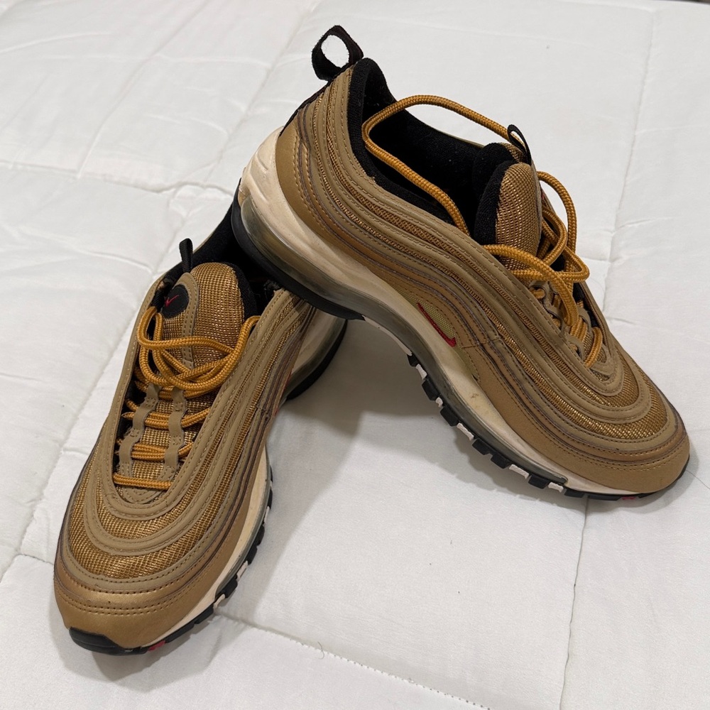 Nike Air Max 97 Metallic Gold with Red Swoosh
